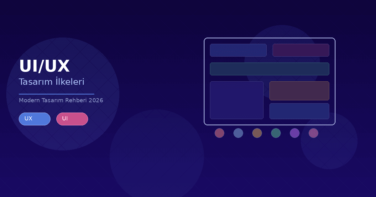 UI/UX tasarım ilkeleri blog kapak görseli - modern tasarım rehberi 2026