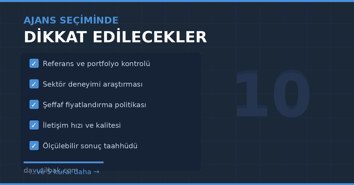 Dijital pazarlama ajansı seçim kontrol listesi